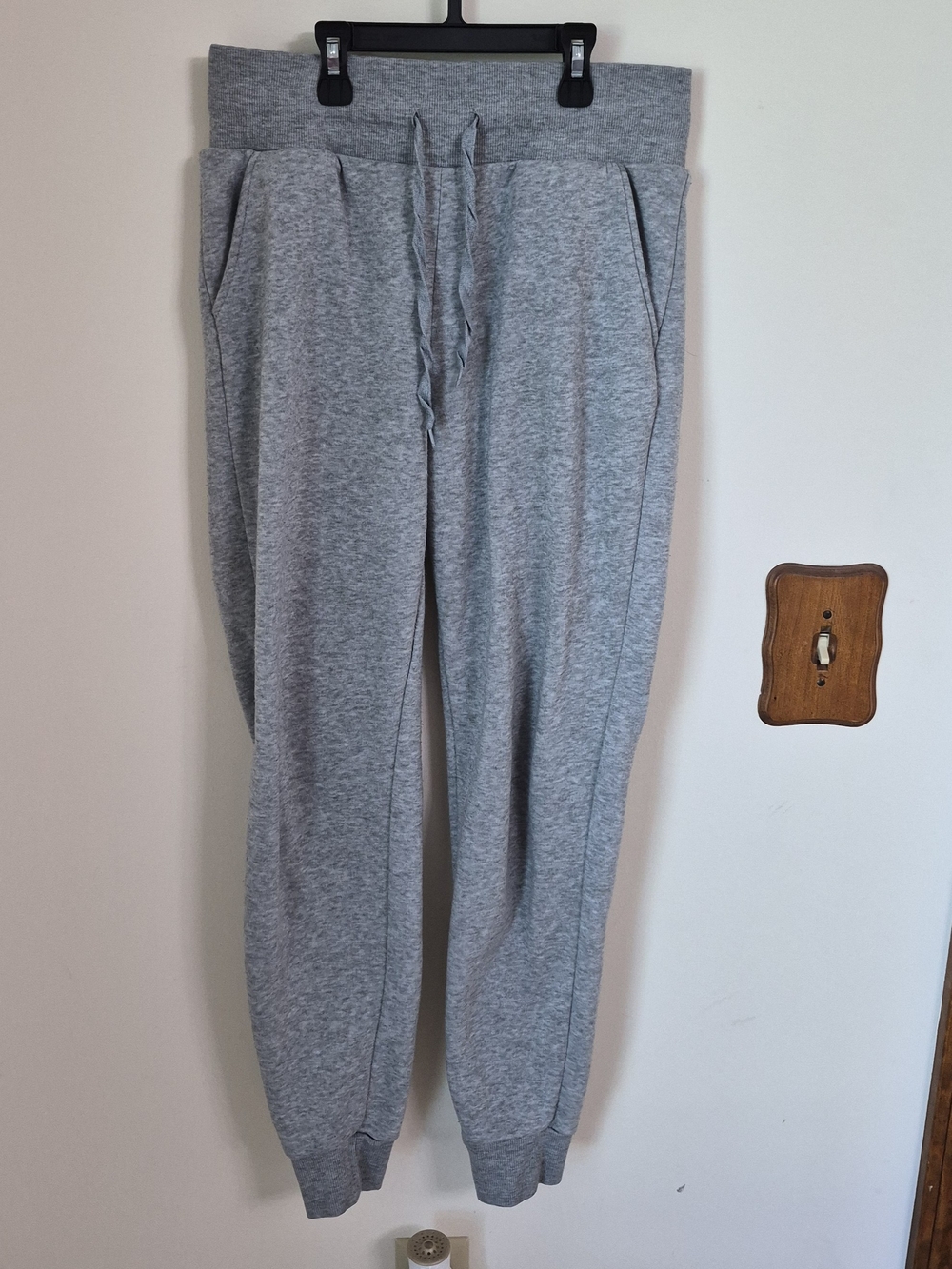 Love Streak Heather Gray Drawstring Joggers with Rib Cuffs- Medium